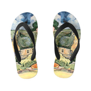 Thatched Cottages at Cordevill Vincent van Gogh Kid's Flip Flops