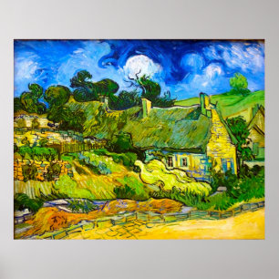 Thatched Cottages at Cordeville (van Gogh) Poster
