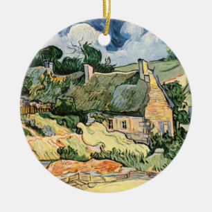 Thatched Cottages at Cordeville Vincent van Gogh Ceramic Tree Decoration