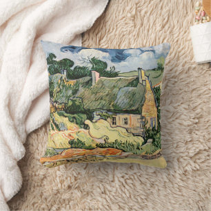 Thatched Cottages at Cordeville Vincent  van Gogh  Cushion