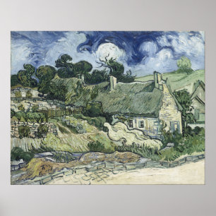 Thatched Cottages at Cordeville, Vincent van Gogh Poster