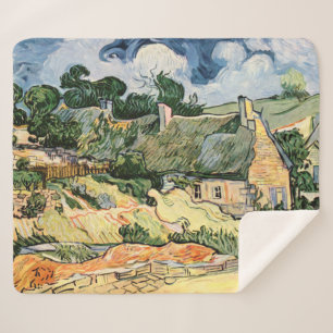 Thatched Cottages at Cordeville Vincent van Gogh Sherpa Blanket