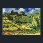 Thatched Cottages, Cordeville by Vincent van Gogh<br><div class="desc">Thatched Cottages at Cordeville by Vincent van Gogh is a vintage fine art post impressionism architectural painting featuring a row of thatched roof houses in a local village with a beautiful white swan or goose type bird. About the artist: Vincent Willem van Gogh was a Post Impressionist painter whose work...</div>