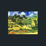 Thatched Cottages, Cordeville by Vincent van Gogh Canvas Print<br><div class="desc">Thatched Cottages at Cordeville by Vincent van Gogh is a vintage fine art post impressionism architectural painting featuring a row of thatched roof houses in a local village with a beautiful white swan or goose type bird. About the artist: Vincent Willem van Gogh was a Post Impressionist painter whose work...</div>