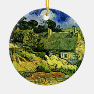 Thatched Cottages, Cordeville by Vincent van Gogh Ceramic Tree Decoration