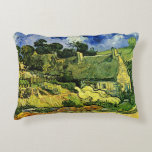 Thatched Cottages, Cordeville by Vincent van Gogh Decorative Cushion<br><div class="desc">Thatched Cottages at Cordeville by Vincent van Gogh is a vintage fine art post impressionism architectural painting featuring a row of thatched roof houses in a local village with a beautiful white swan or goose type bird. About the artist: Vincent Willem van Gogh was a Post Impressionist painter whose work...</div>