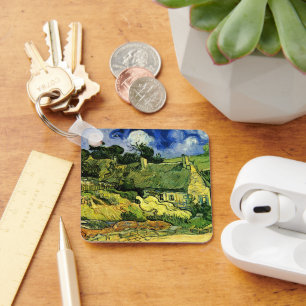 Thatched Cottages, Cordeville by Vincent van Gogh Key Ring