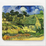 Thatched Cottages, Cordeville by Vincent van Gogh Mouse Mat<br><div class="desc">Thatched Cottages at Cordeville by Vincent van Gogh is a vintage fine art post impressionism architectural painting featuring a row of thatched roof houses in a local village with a beautiful white swan or goose type bird. About the artist: Vincent Willem van Gogh was a Post Impressionist painter whose work...</div>