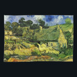 Thatched Cottages, Cordeville by Vincent van Gogh Tea Towel<br><div class="desc">Thatched Cottages at Cordeville by Vincent van Gogh is a vintage fine art post impressionism architectural painting featuring a row of thatched roof houses in a local village with a beautiful white swan or goose type bird. About the artist: Vincent Willem van Gogh was a Post Impressionist painter whose work...</div>
