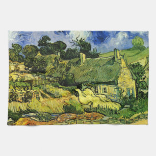 Thatched Cottages, Cordeville by Vincent van Gogh Tea Towel