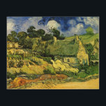 Thatched Cottages, Cordeville by Vincent van Gogh Wood Wall Art<br><div class="desc">Thatched Cottages at Cordeville by Vincent van Gogh is a vintage fine art post impressionism architectural painting featuring a row of thatched roof houses in a local village with a beautiful white swan or goose type bird. About the artist: Vincent Willem van Gogh was a Post Impressionist painter whose work...</div>