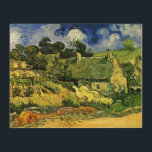 Thatched Cottages, Cordeville by Vincent van Gogh Wood Wall Art<br><div class="desc">Thatched Cottages at Cordeville by Vincent van Gogh is a vintage fine art post impressionism architectural painting featuring a row of thatched roof houses in a local village with a beautiful white swan or goose type bird. About the artist: Vincent Willem van Gogh was a Post Impressionist painter whose work...</div>