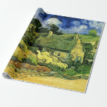 Thatched Cottages, Cordeville by Vincent van Gogh Wrapping Paper<br><div class="desc">Thatched Cottages at Cordeville by Vincent van Gogh is a vintage fine art post impressionism architectural painting featuring a row of thatched roof houses in a local village with a beautiful white swan or goose type bird. About the artist: Vincent Willem van Gogh was a Post Impressionist painter whose work...</div>