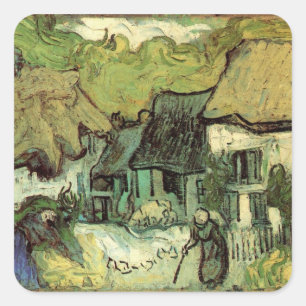 Thatched Cottages in Jorgus by Vincent van Gogh Square Sticker