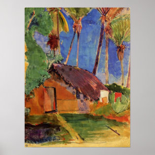 'Thatched Hut Under Palms' - Paul Gauguin Print