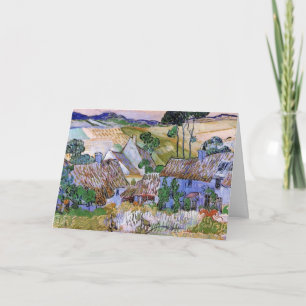 Thatched Roof Cottages by Hill by Vincent van Gogh Card