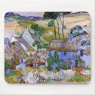 Thatched Roof Cottages by Hill by Vincent van Gogh Mouse Mat