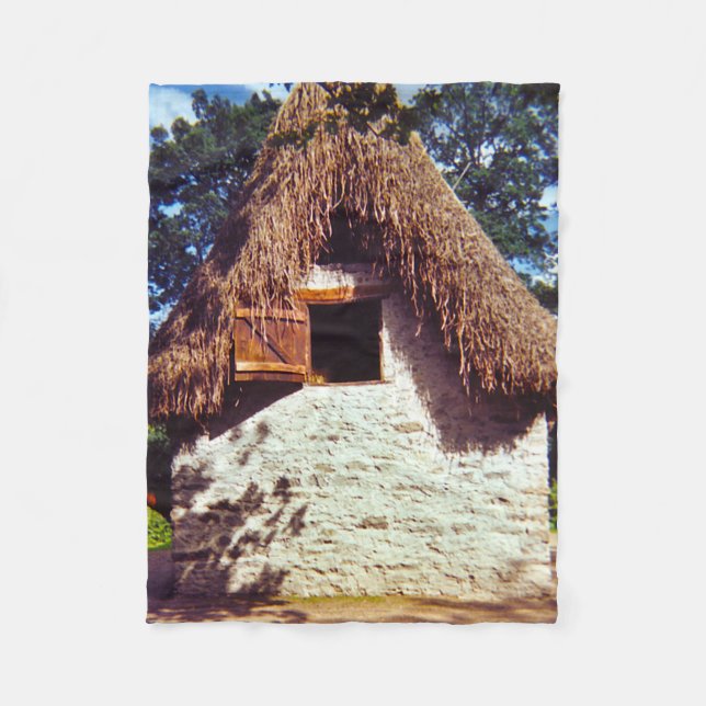 Thatched Roof Hut Fleece Blanket (Front)