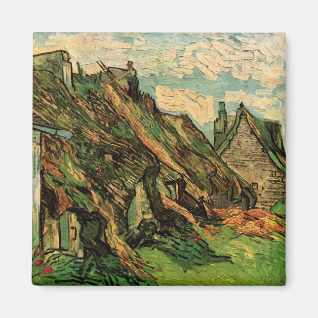 Thatched Sandstone Cottages by Vincent van Gogh Magnet (Front)