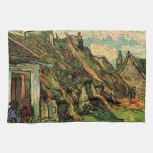 Thatched Sandstone Cottages by Vincent van Gogh Tea Towel