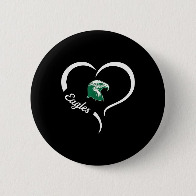 Thatcher Eagles Logo Half Heart Slogan Hs  6 Cm Round Badge (Front)