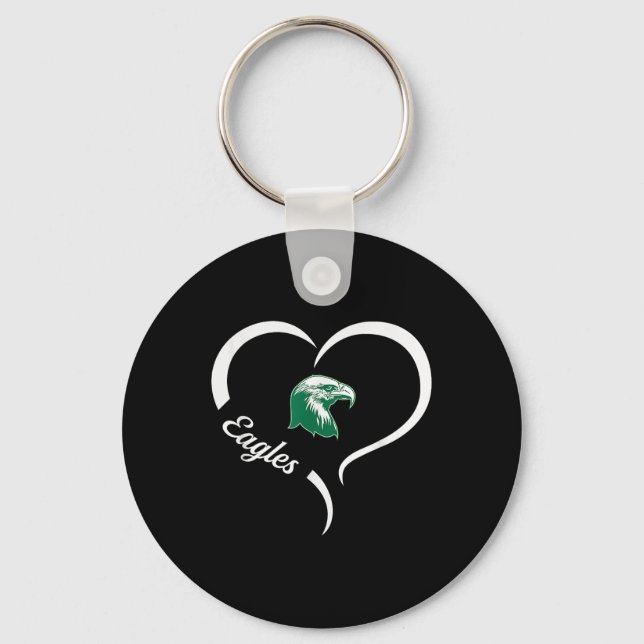 Thatcher Eagles Logo Half Heart Slogan Hs  Key Ring (Front)