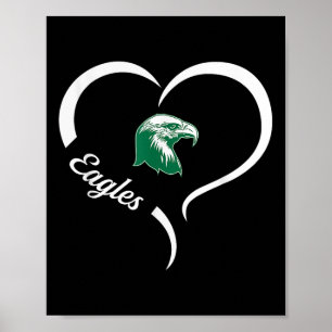 Thatcher Eagles Logo Half Heart Slogan Hs  Poster