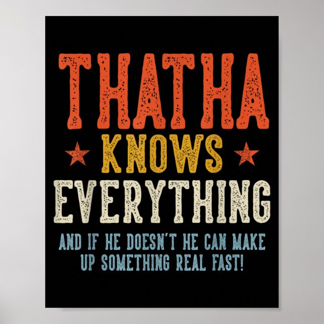 Thatha knows everything father's day retro vintage poster (Front)