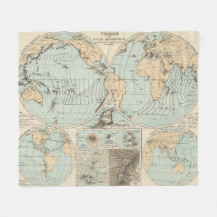 Thatigkeit des Erdinnern Atlas Map Fleece Blanket