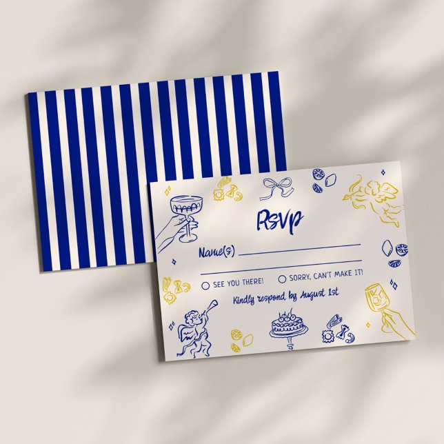 That's Amore! Blue & Yellow Italian RSVP Enclosure Card (Creator Uploaded)