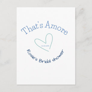 THATS AMORE BRIDAL SHOWER BLUE HEART NAME DATE SIM POSTCARD