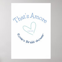 THATS AMORE BRIDAL SHOWER BLUE HEART NAME DATE SIM