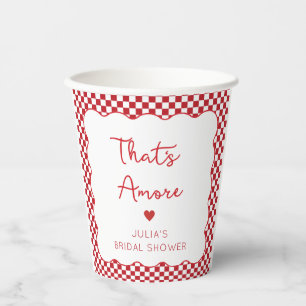 "That's Amore" Bridal Shower Chic Red Chequered Paper Cups