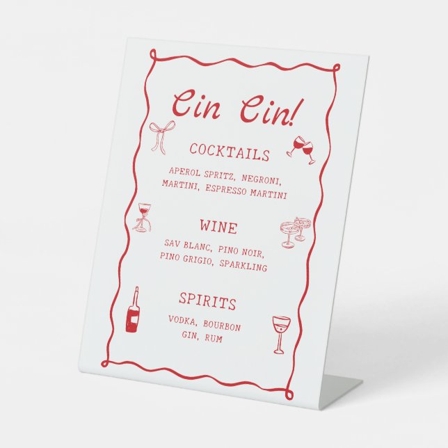 Thats Amore Bridal Shower Cin Cin Cocktails Bar  Pedestal Sign (Front)