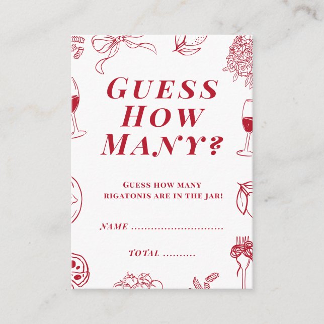 That's Amore Bridal Shower Guess how many Game  Enclosure Card (Front)