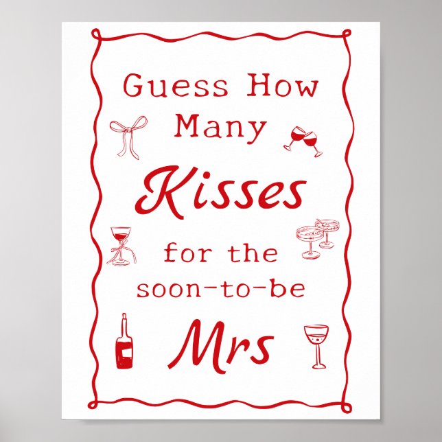 That's Amore Bridal Shower Guess How Many Kisses Poster (Front)