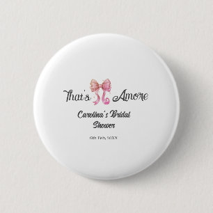 that's amore bridal shower pink retro bow boho nam 6 cm round badge
