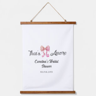 that's amore bridal shower pink retro bow boho nam hanging tapestry