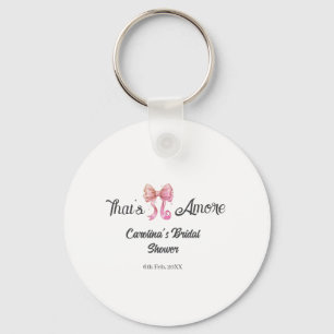 that's amore bridal shower pink retro bow boho nam key ring