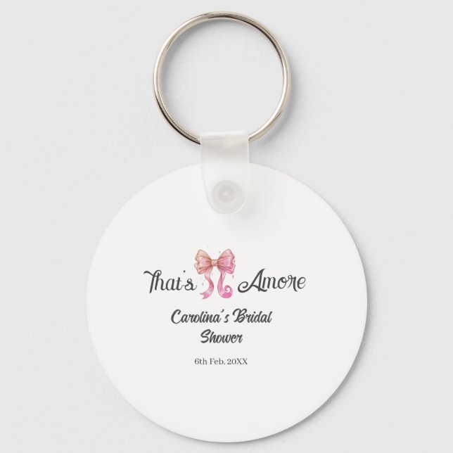 that's amore bridal shower pink retro bow boho nam key ring (Front)