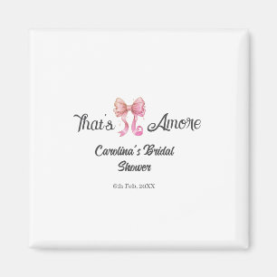that's amore bridal shower pink retro bow boho nam magnet