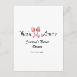 that's amore bridal shower pink retro bow boho nam postcard