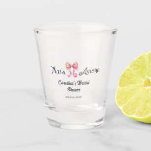 that's amore bridal shower pink retro bow boho nam shot glass