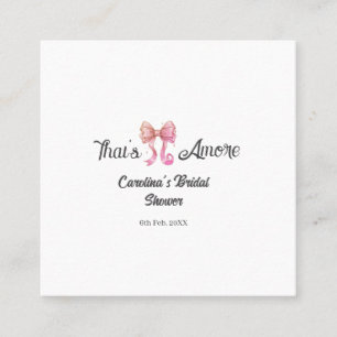 that's amore bridal shower pink retro bow boho nam square business card