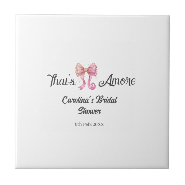 that's amore bridal shower pink retro bow boho nam tile (Front)