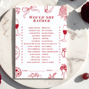 That's Amore Bridal Shower Would She Rather Game  Card