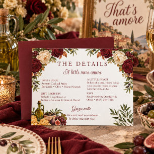That's Amore Burgundy Olive Bridal Shower Details Enclosure Card