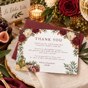 That's Amore Burgundy Olive Bridal Shower Thank You Card