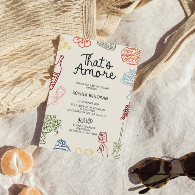 That's Amore Colourful Illustrated Bridal Shower Invitation (Creator Uploaded)