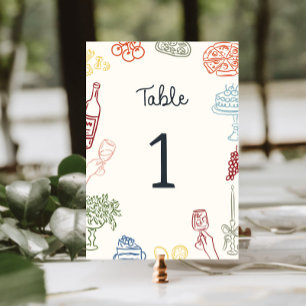That's Amore Colourful Illustrated Table Number